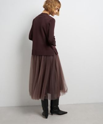 ＜LANVIN en Bleu (Women)＞チュールプリーツコンビニットワンピース