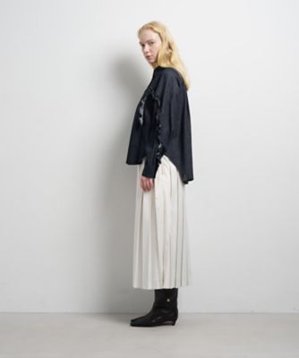 ポリエステルウール／デニムフリルブラウス | LANVIN en Bleu (Women