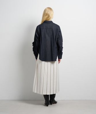 ポリエステルウール／デニムフリルブラウス | LANVIN en Bleu (Women