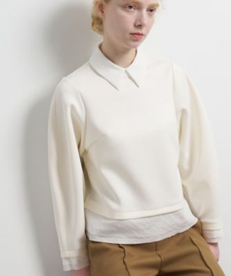 ＜LANVIN en Bleu (Women)＞シャツカラーコンビカットソー