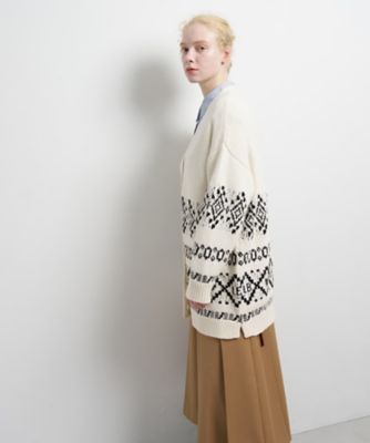 Vネックジャカードニットカーディガン | LANVIN en Bleu (Women