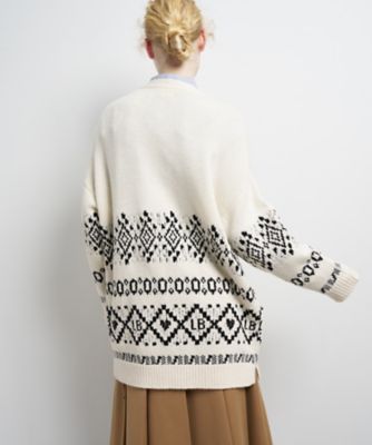 Vネックジャカードニットカーディガン | LANVIN en Bleu (Women