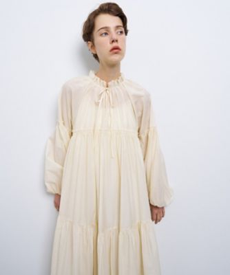 LANVIN en Bleu シアーワッシャータフタギャザーワンピース ドレス シアーワッシャータフタギャザーワンピース|LANVIN en Bleu | LANVIN