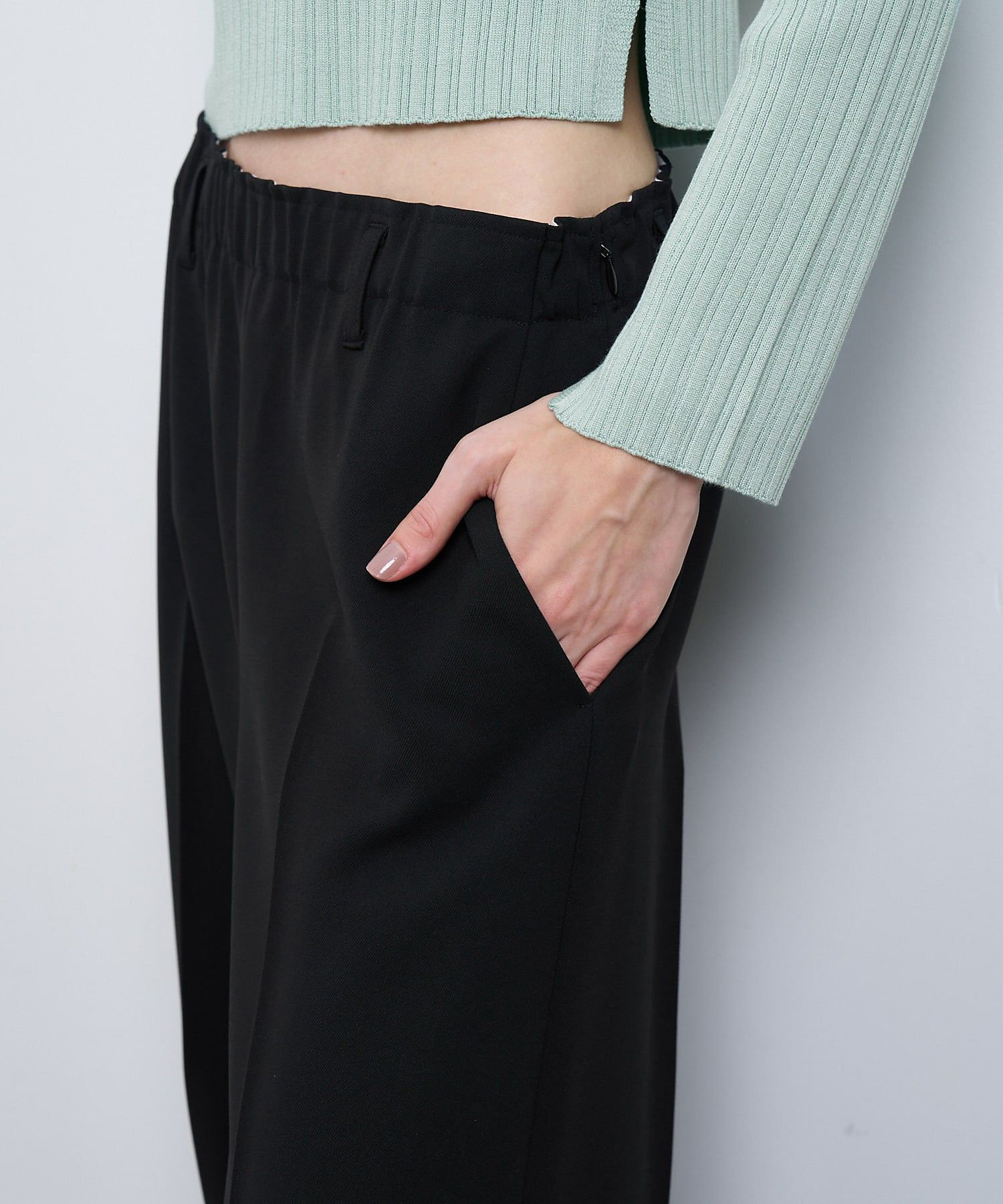 ダブルクロスゴムワイドパンツ | LANVIN en Bleu (Women ダブルクロスゴムワイドパンツ | LANVIN en Bleu (Women