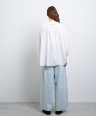 ブラウス シャツ コットンサテンフロントリボンブラウス レディース コットンサテンフロントリボンブラウス | LANVIN en Bleu (Women