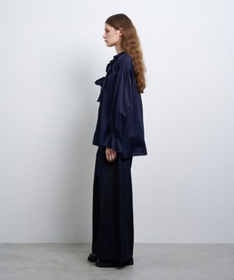 LANVIN en Bleu / ランバン オン ブルー コットンサテンフロントリボンブラウス LANVIN en Bleu｜コットンサテンフロントリボンブラウス