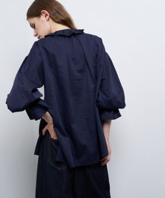 ブラウス シャツ コットンサテンフロントリボンブラウス レディース コットンサテンフロントリボンブラウス | LANVIN en Bleu (Women