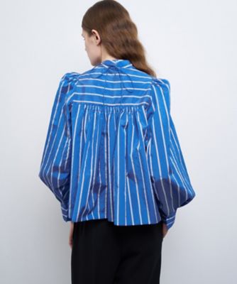 FABRICAスタンドカラーフレアブラウス | LANVIN en Bleu