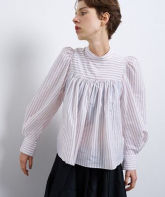 LANVINシルク　透かし柄ブラウス FABRICAスタンドカラーフレアブラウス | LANVIN en Bleu