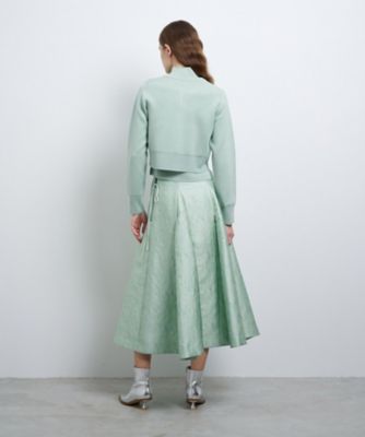 T352 LANVIN カーディガン　L LANVIN en Bleu ニット セーター Vネックフリルトリム
