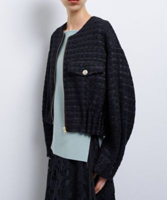 ツイードノーカラーブルゾンジャケット | LANVIN en Bleu (Women