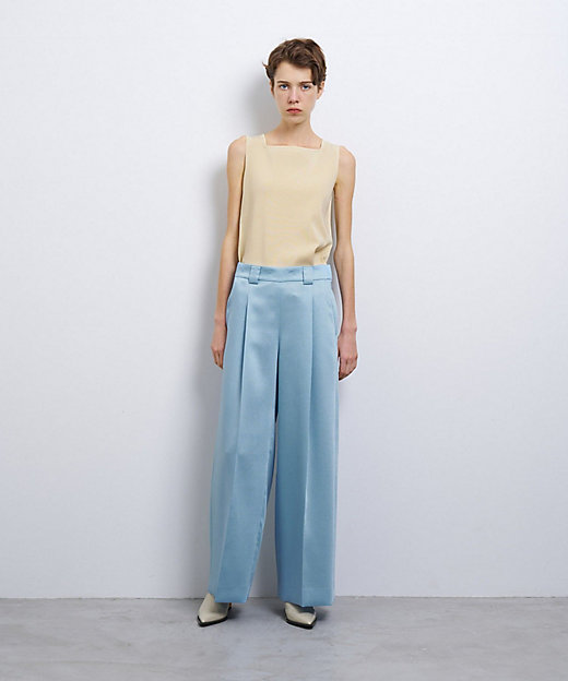 シルキーダブルクロスストレートワイドパンツ | LANVIN en Bleu シルキーダブルクロスストレートワイドパンツ | LANVIN en Bleu