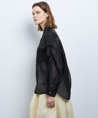LANVIN ランバン ブラウス ウエストリボン付き サイズ40 オーガンジーショルダーリボンブラウス | LANVIN en Bleu (Women