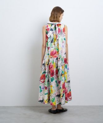 【手洗い可】ｆｌｅｕｒ　ｄｅ　ｆｌｅｕｒプリントギャザーワンピース