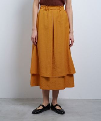 ＜LANVIN en Bleu (Women)＞【手洗い可】撥水レイヤードスカート
