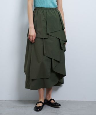 ＜LANVIN en Bleu (Women)＞撥水ナイロンラッフルティアードスカート