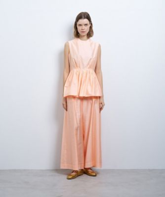 ☆LANVIN EN BLEU サテンフラワー柄プリーツブラウス☆