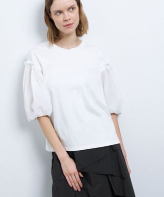 ＜LANVIN en Bleu (Women)＞タックスリーブコンビカットソー