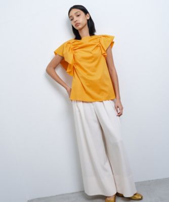 ランバンオンブルー　カーブヘムバルーンラッフルカットソー 38 ランバンオンブルー カーブヘムバルーンラッフルカットソー 38