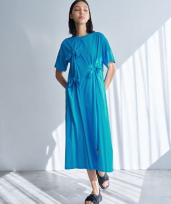＜LANVIN en Bleu (Women)＞【手洗い可】ノットリボンカットソーワンピース