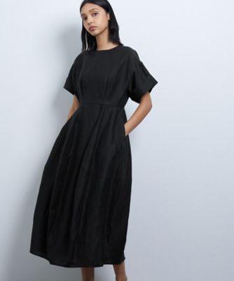 【ランバンオンブルー】ワンピース　ロング　Aライン　ウエストマーク　リネン　36 リネンカールマイヤーワンピース | LANVIN en Bleu (Women)/ランバン