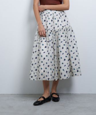 ＜LANVIN en Bleu (Women)＞ｆｌｅｕｒｅｔｔｅジャカードスカート