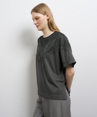 新品タグ付【ランバンオンブルー】Tシャツ レース ピンク 23SS 洗える 38 新品タグ付【ランバンオンブルー】Tシャツ レース ピンク 23SS