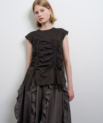 ドロストギャザーノースリーブカットソー | LANVIN en Bleu (Women