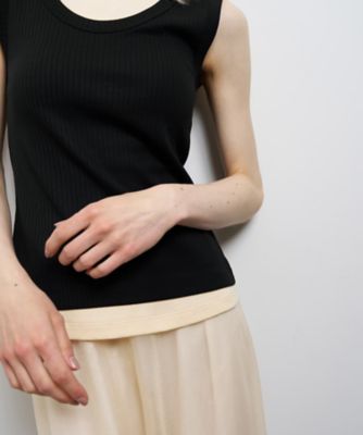 【美品】LANVINランバンタンクトップ ネイビー レイヤードタンクトップ | LANVIN en Bleu (Women)/ランバン