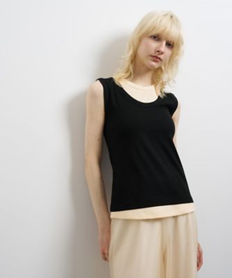 【美品】LANVINランバンタンクトップ ネイビー レイヤードタンクトップ | LANVIN en Bleu (Women)/ランバン