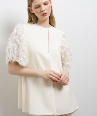 LANVIN en Bleu (Women)/ランバン オン ブルー ドライポリエステルバックオープンベスト 91アイボリー トップス【三越伊勢丹/公式】