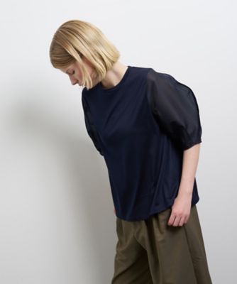ランバンオンブルー 美品 コクーンスリーブコンビカットソー ブラック 38 コクーンスリーブコンビカットソー | LANVIN en Bleu (Women