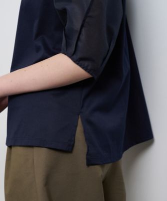 ランバンオンブルー 美品 コクーンスリーブコンビカットソー ブラック 38 コクーンスリーブコンビカットソー|LANVIN en Bleu | LANVIN en