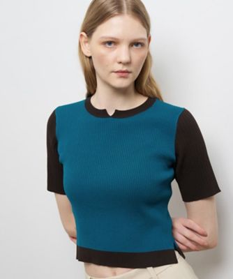＜LANVIN en Bleu (Women)＞カラーブロックリブニット