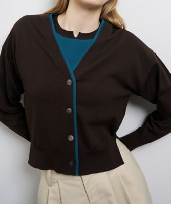 カラーポイントVネックカーディガン | LANVIN en Bleu (Women