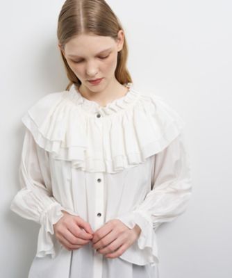 ＜LANVIN en Bleu (Women)＞トリアセローンボリュームカラーブラウス