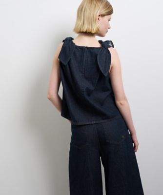 ショルダーリボンデニムブラウス | LANVIN en Bleu (Women)/ランバン