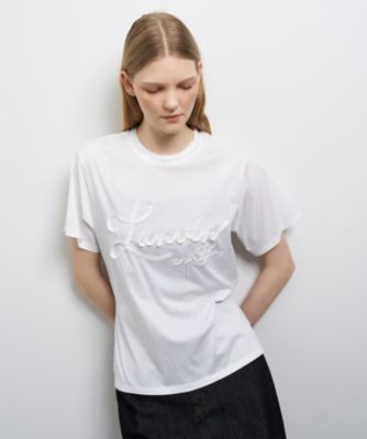 ＜LANVIN en Bleu (Women)＞グログランテープロゴ刺繍Ｔシャツ