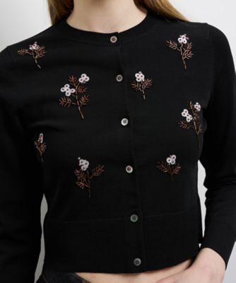 フラワービーズ刺繍カーディガン | LANVIN en Bleu (Women