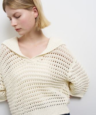 ＜LANVIN en Bleu (Women)＞アイレットセーラーカラーニット