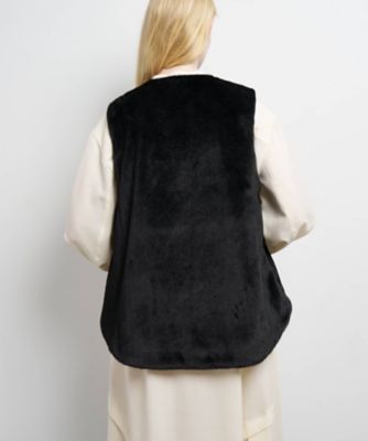 ランバン ファーフード付き ダウンベスト L ウールファーベスト