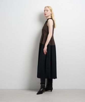LANVIN en Bleu✿日本製 サテン フリルワンピース 黒 36 LANVIN en Bleu✿日本製 サテン フリルワンピース 黒 36 LANVIN