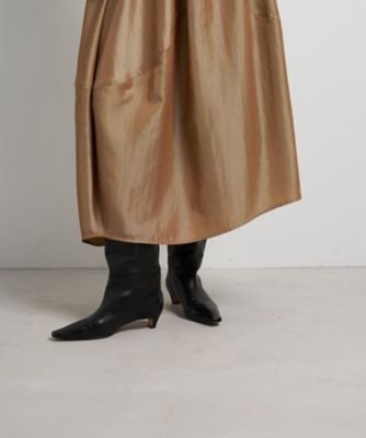 美品✦LANVIN プリーツスカート M ブラウン×ブラック アシンメトリー クリアーボイル アシンメトリープリーツスカート