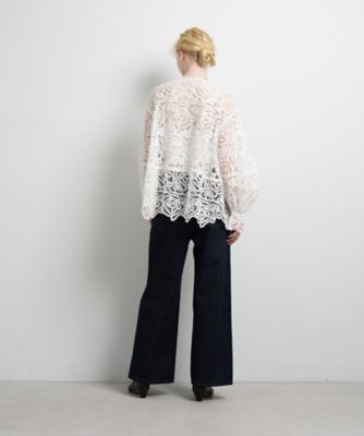 ケミカルレースフレアブラウス | LANVIN en Bleu (Women)/ランバン