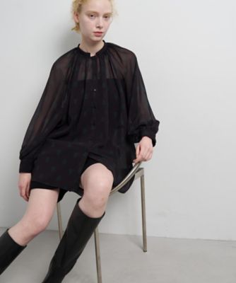 ＜LANVIN en Bleu (Women)＞Ａｒｔ　ＤＥＣＯ　１００ｈｔ　ブラウス