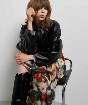 ラムレザーステンカラージャケット | LANVIN en Bleu (Women)/ランバン