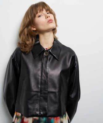 ラムレザーステンカラージャケット | LANVIN en Bleu (Women)/ランバン