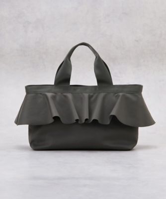 LANVIN ランバン ブラック トートバッグ フリル ギャザー 肩掛け パール ラッフルフリルトートバッグ | LANVIN en Bleu (Women)/ランバン オン