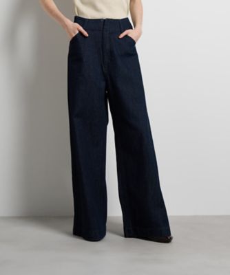 00s LANVIN アセテート ワイドレッグ スラックス　ドレープ 光沢 デニムワイドパンツ | LANVIN en Bleu (Women)/ランバン オン ブルー