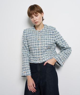 り*ん様 デパリエ　ミックスヤーンツイードジャケット38 リボンヤーンツイードジャケット | LANVIN en Bleu (Women)/ランバン